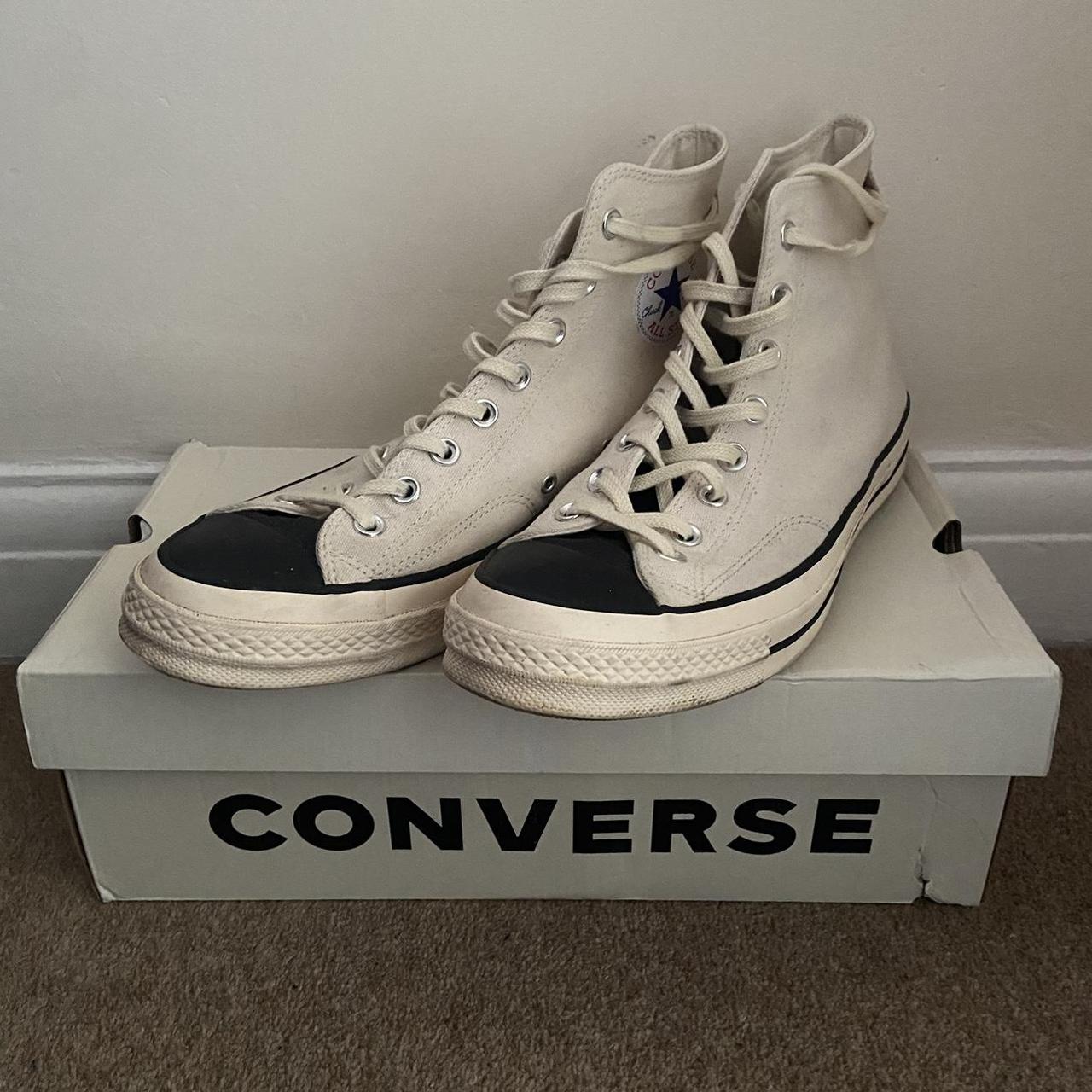 Fear of God Men's Cream and Black Trainers | Depop