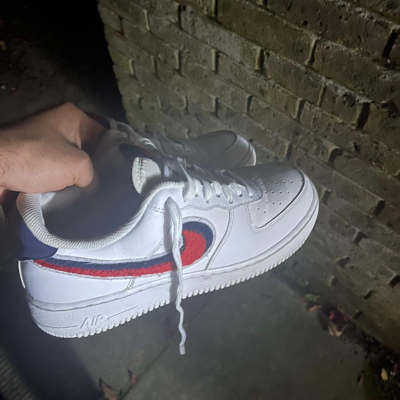 nike air force 1 low 3d chenille swoosh white red blue