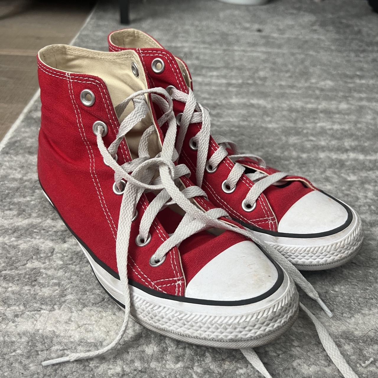 Red high top converse ️ in decent condition ,... - Depop