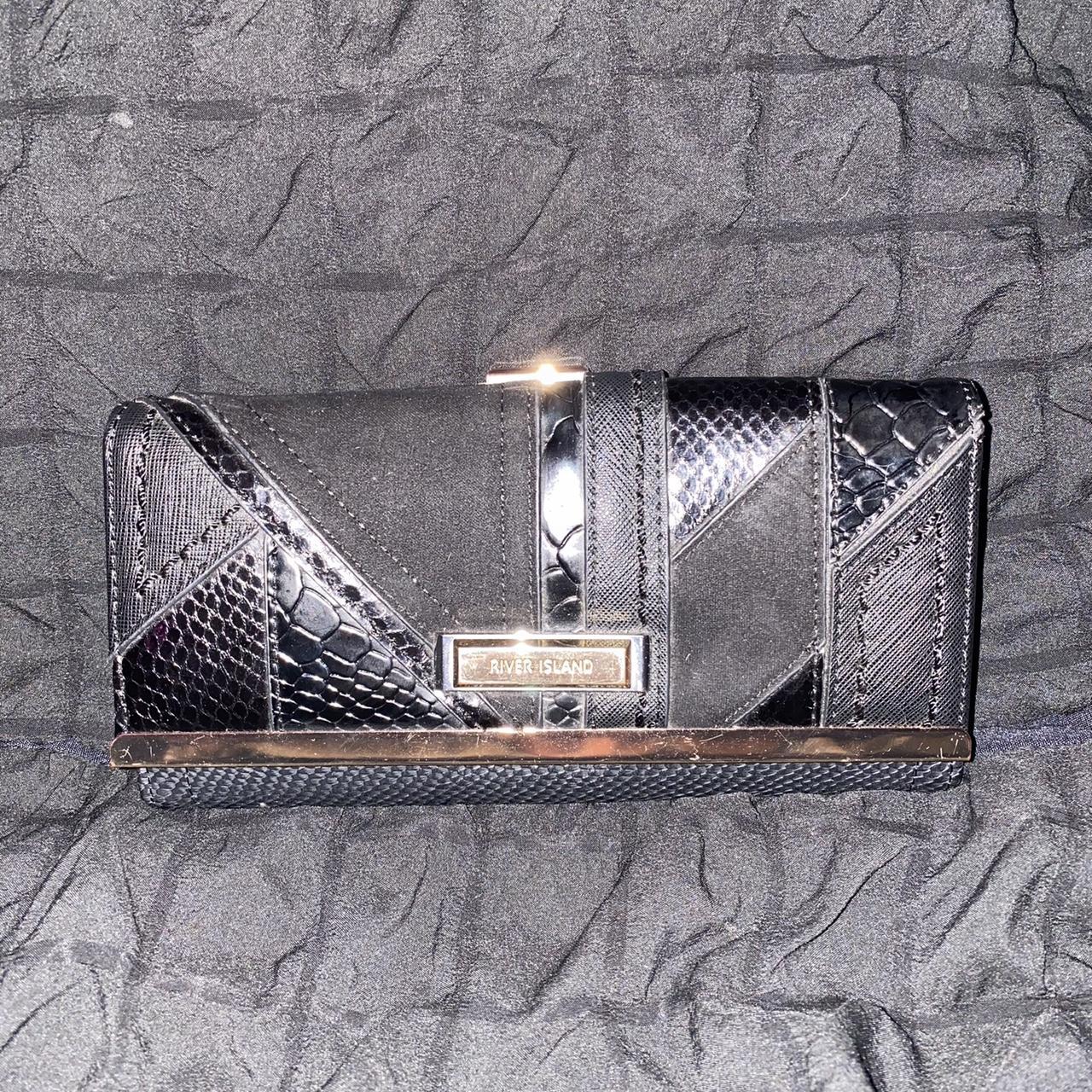 River Island Purse Wallet Black Patent Leather Gold... Depop