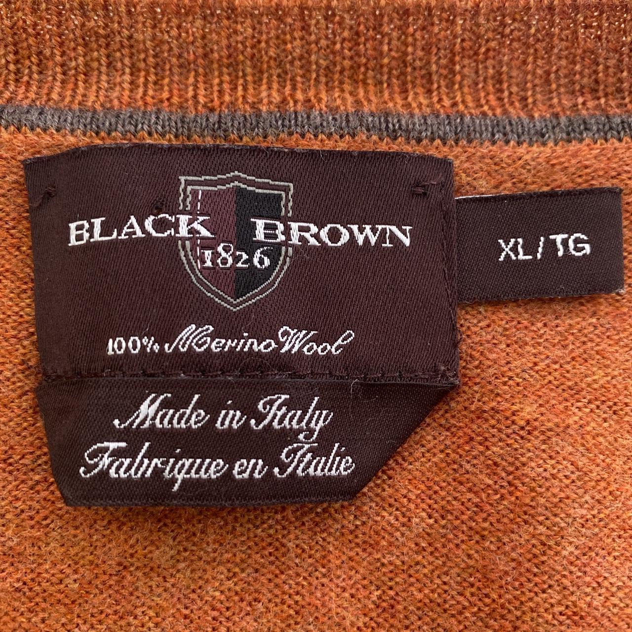 Vintage XL Black Brown 1826 Merino Wool Sweater Depop