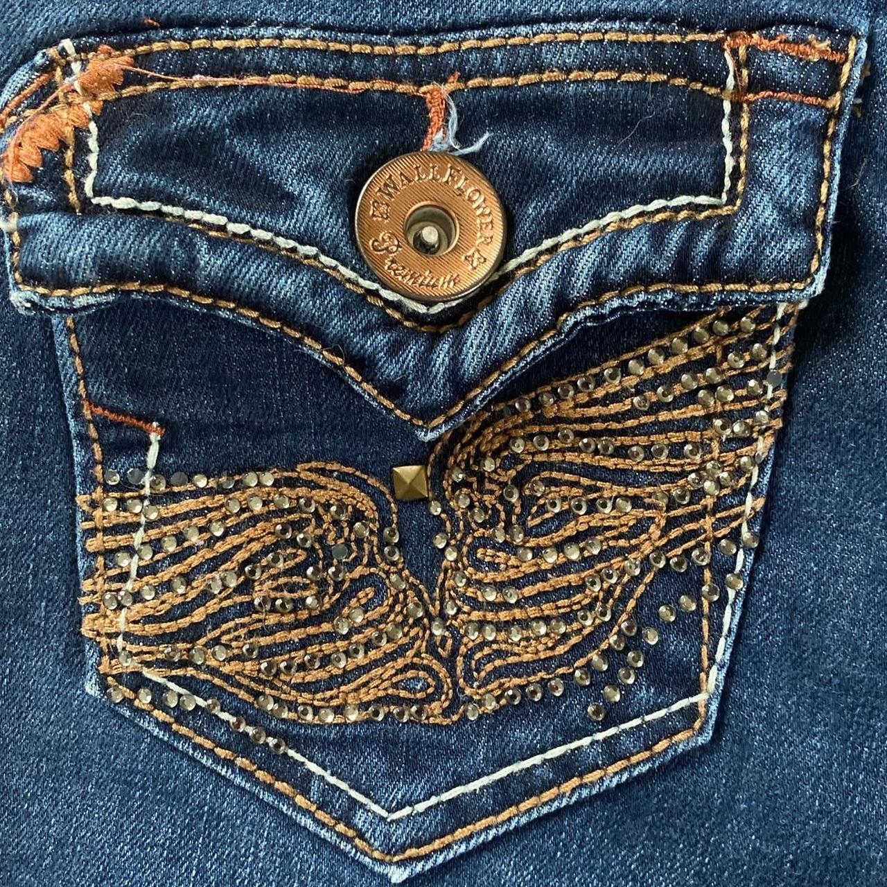 super cute y2k wildflower dark wash vintage low rise... - Depop