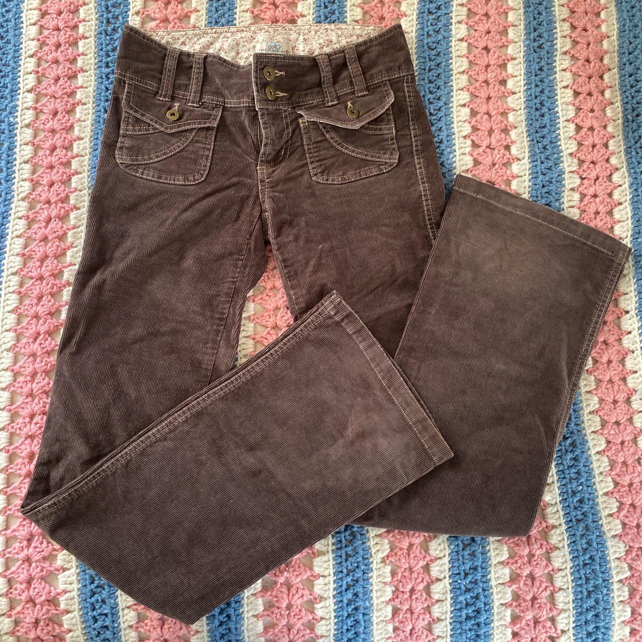 the cutest y2k brown corduroy lowwaisted semi flare... Depop