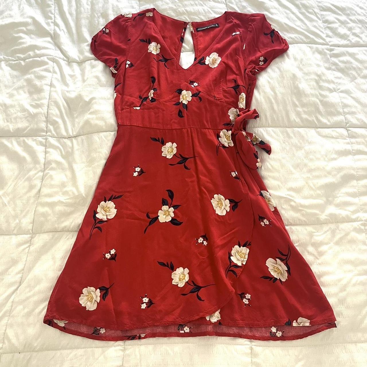 Abercrombie red floral dress best sale