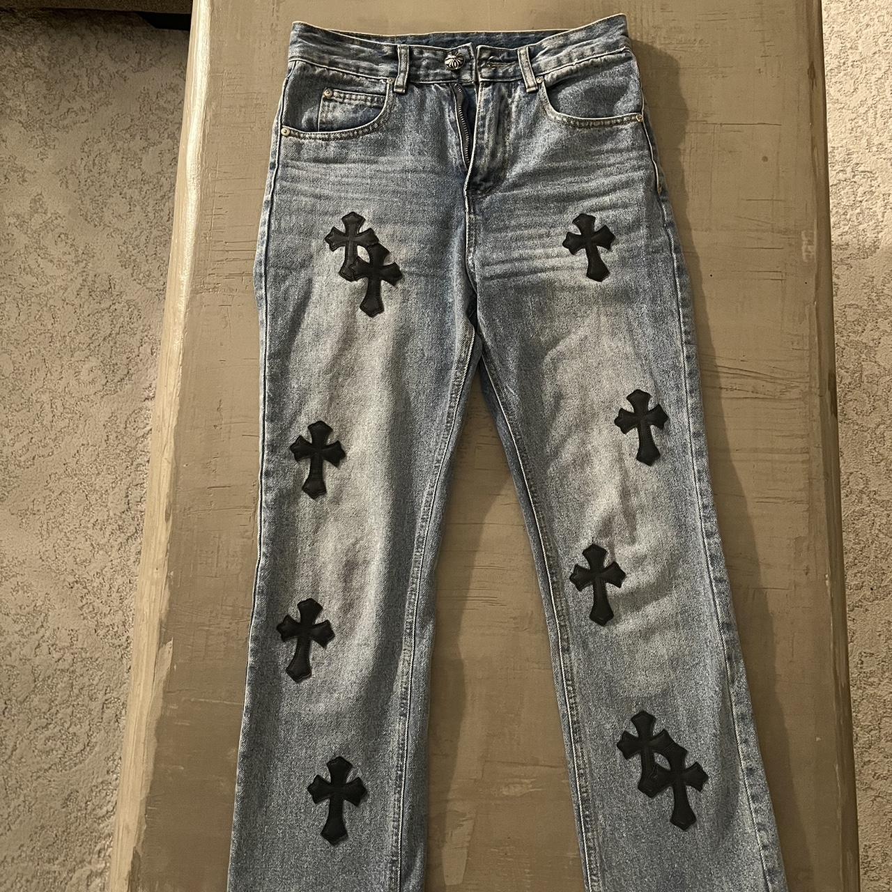 Chrome heart jeans only worn once. Tag says size 28... - Depop