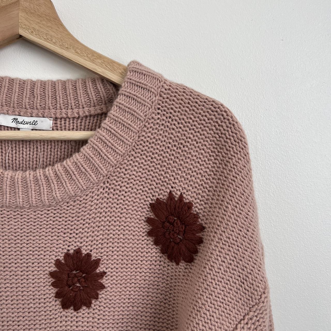 Madewell Women's Pink and Burgundy Jumper | Depop