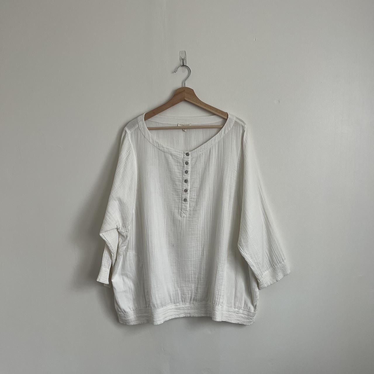 Eileen Fisher Women's White Blouse | Depop