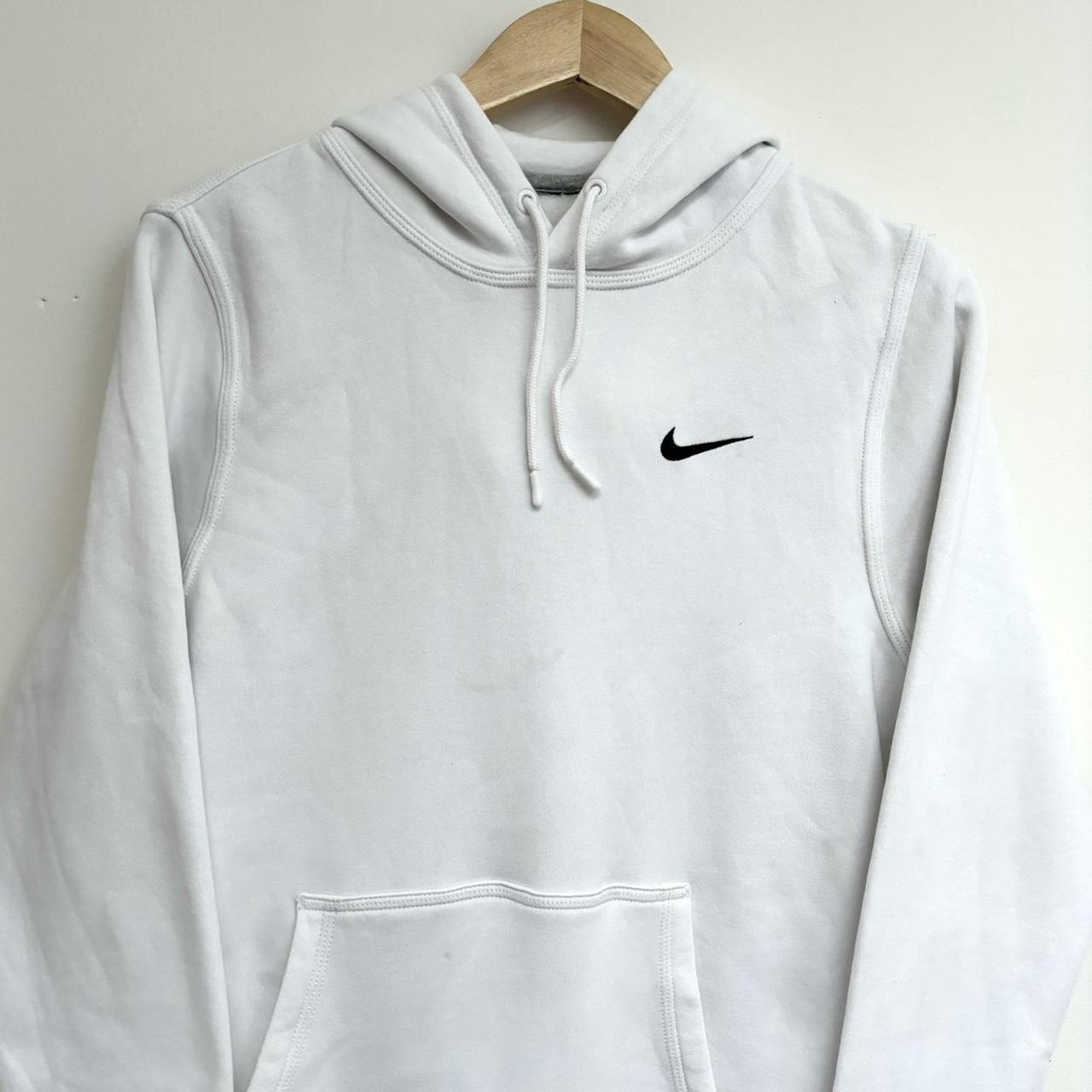 White Nike Embroidered Hoodie Condition •... - Depop