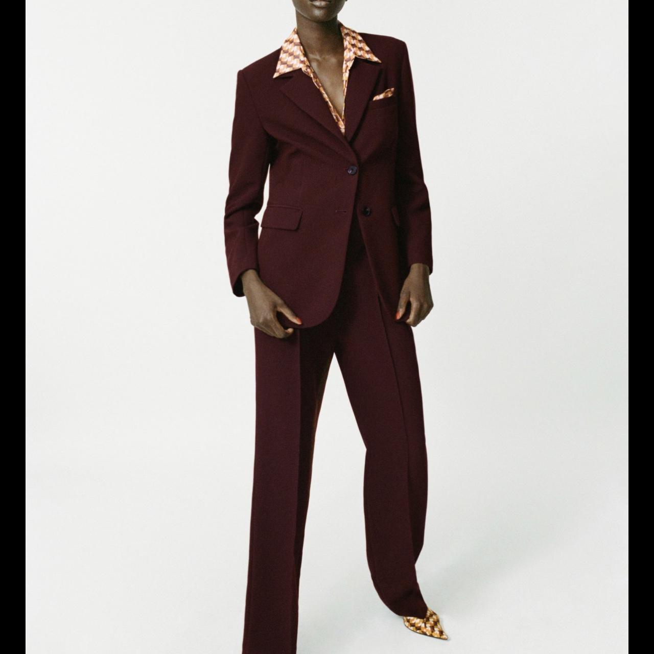 Burgundy suit zara best sale