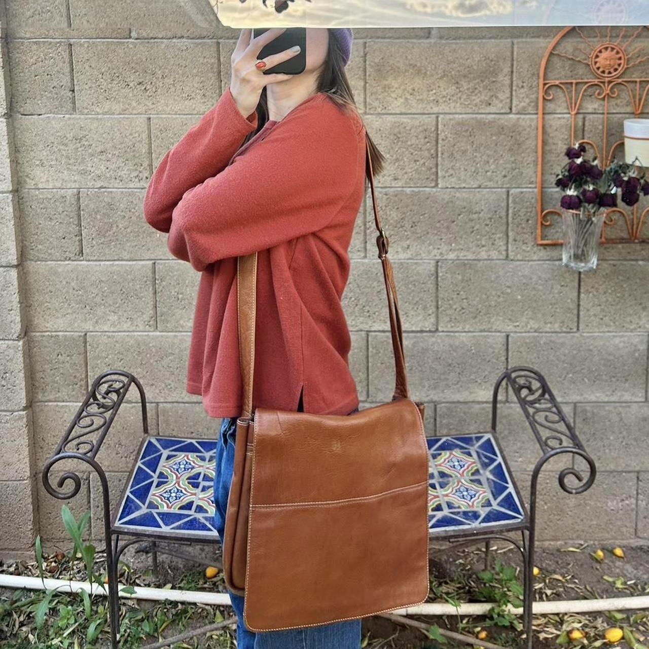 latico cognac leather messenger bag multiple... Depop