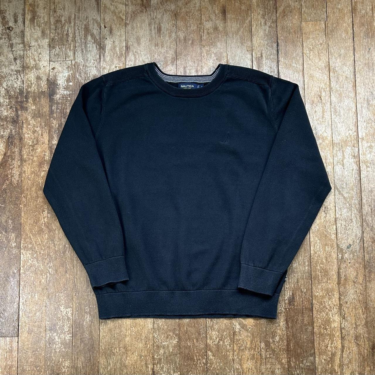 Nautica Black Knitted Jumper Embroidery Logo... - Depop