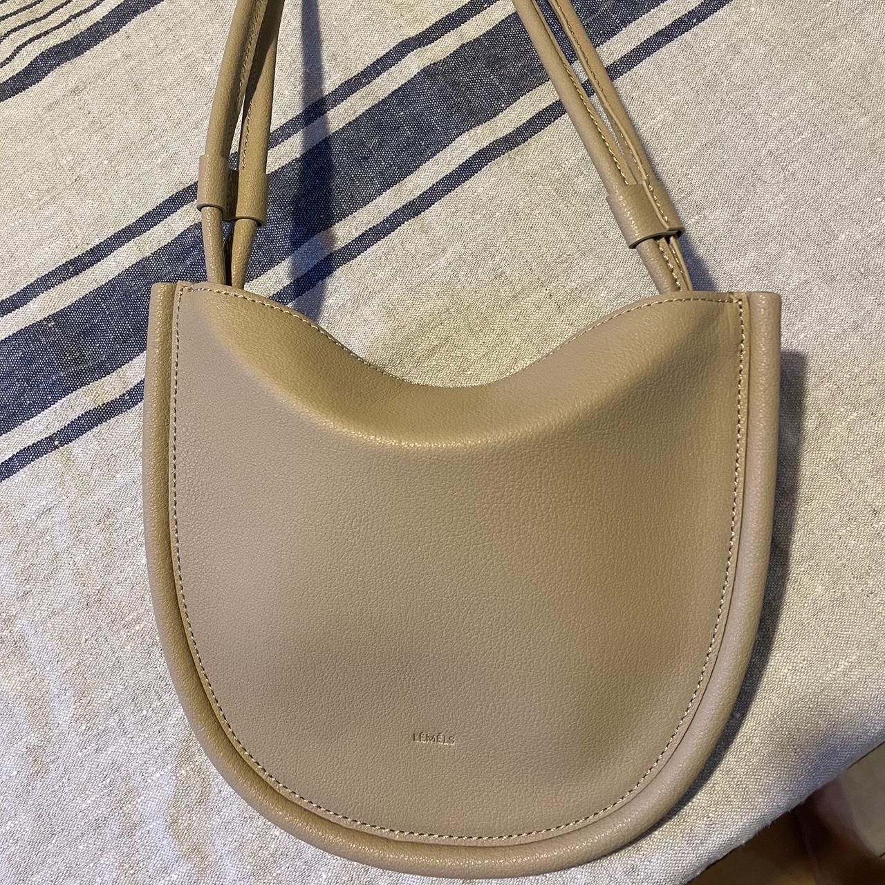 Lemels Oatmeal Leather Flat Hobo Bag