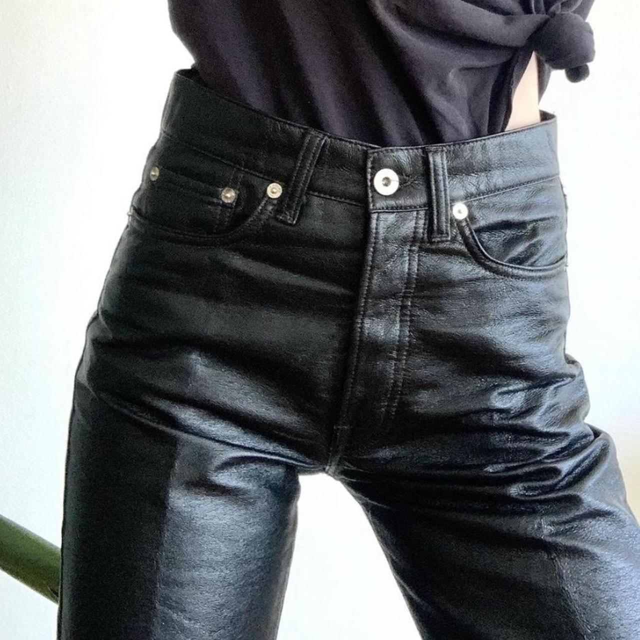 Black Leather Straight Leg Trousers | SOSANDAR | M&S