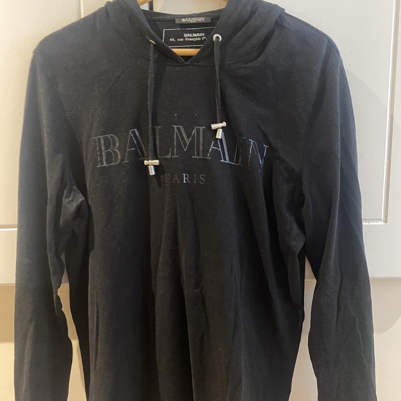 Black balmain hoodie best sale