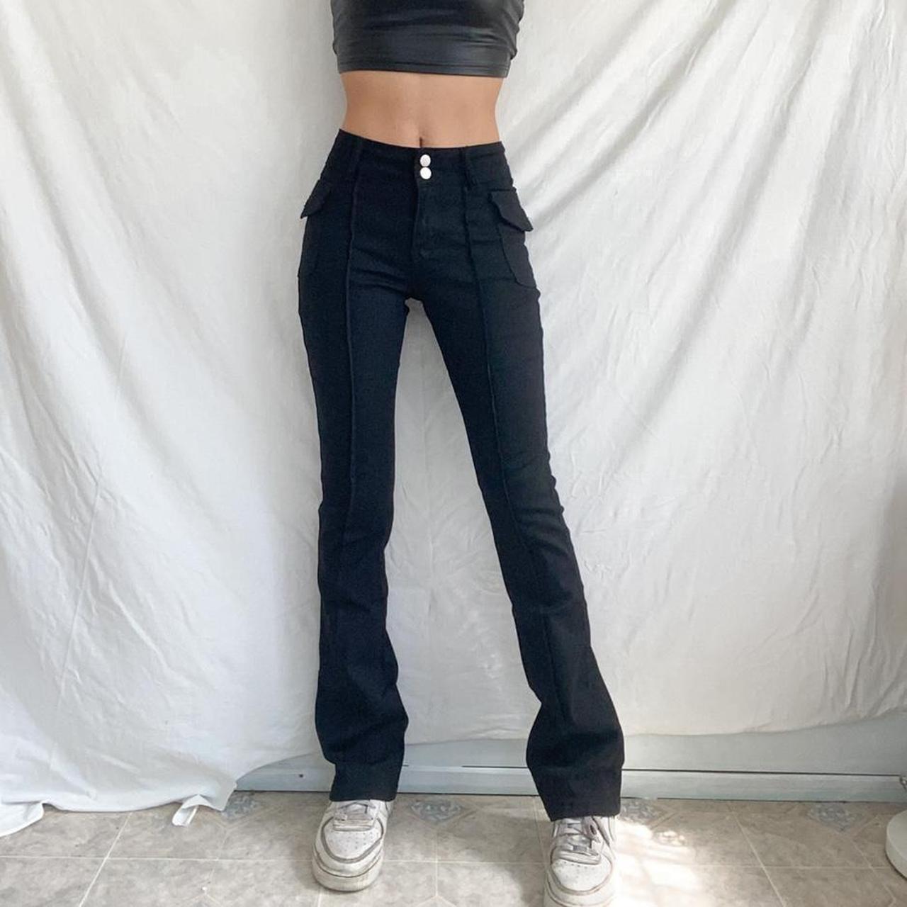 Women's Black and Silver Jeans | Depop