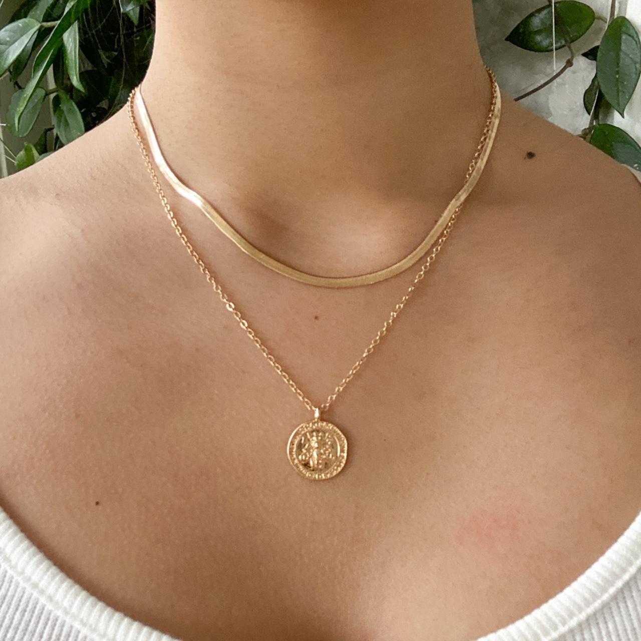 Louis Vuitton Gold Coin Charm Necklace Chain: 23 - Depop