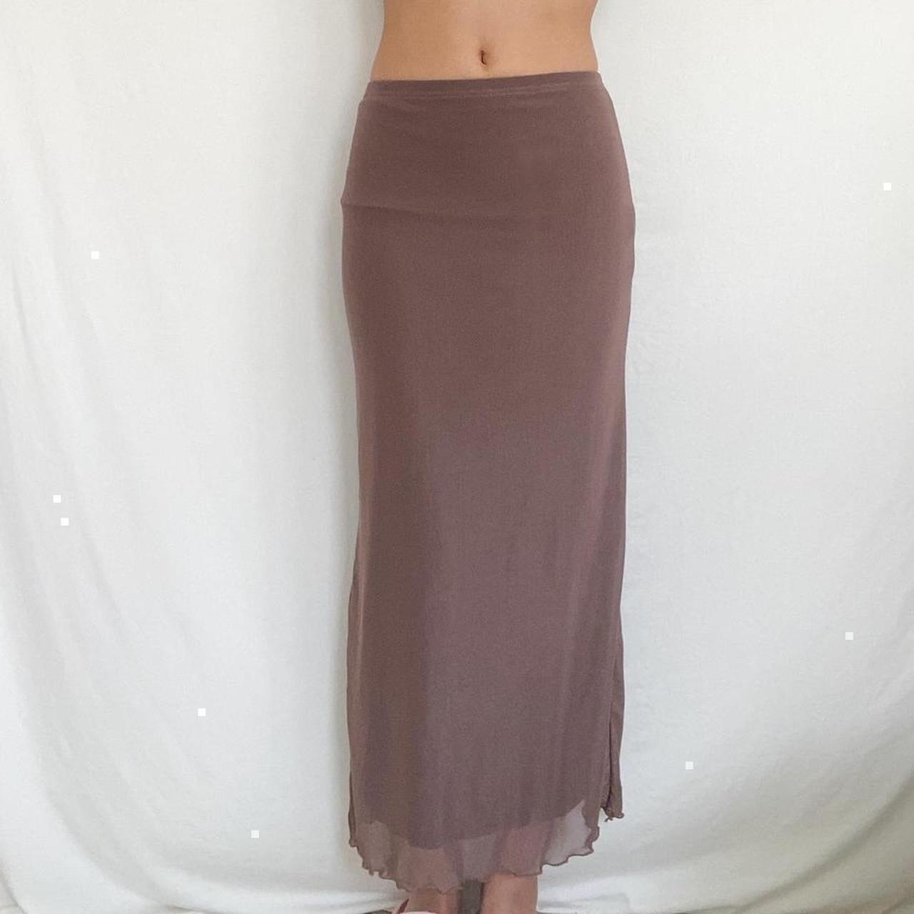 Mocha Brown Mesh Maxi Skirt The cutest mocha brown... - Depop