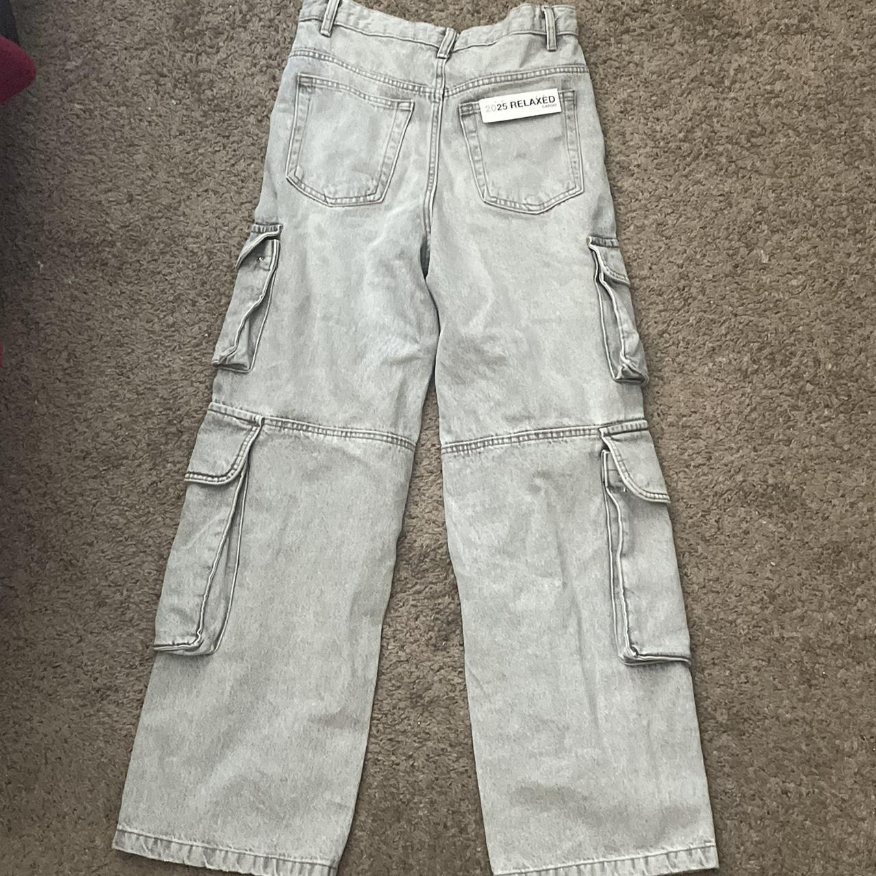 Mens ZARA 2025 Relaxed Cargo Jeans Light Wash- NEVER... - Depop