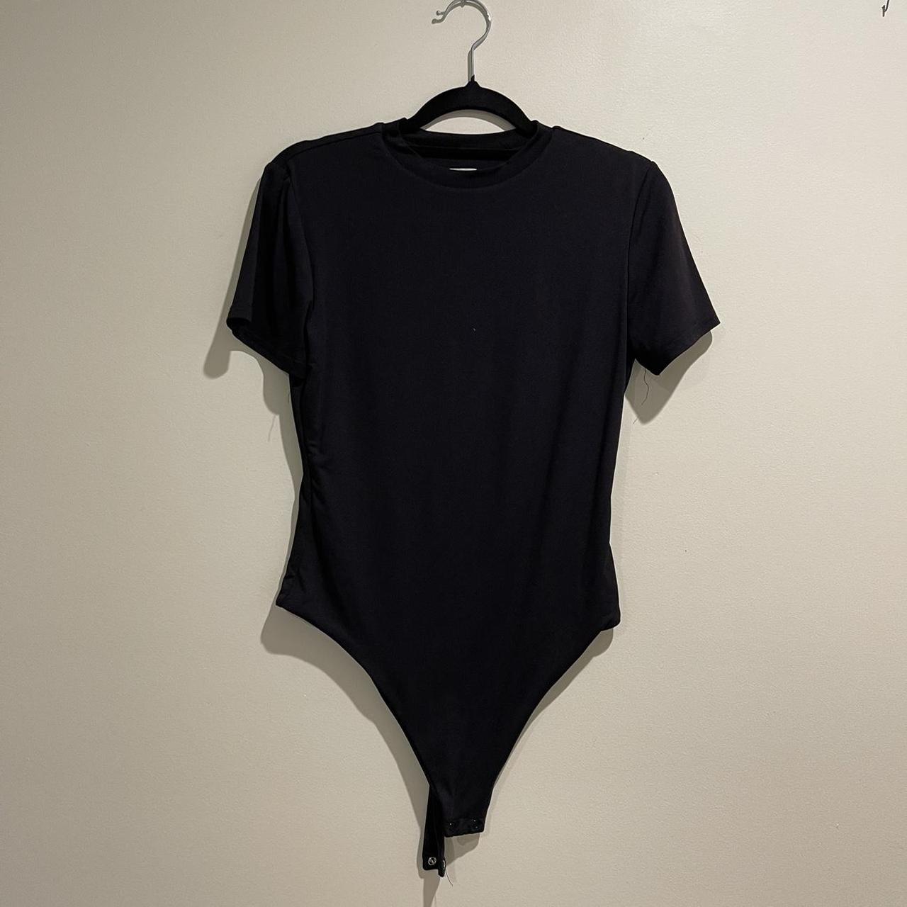 Francesca Crew Neck Short Sleeve Bodysuit - Black - MESHKI