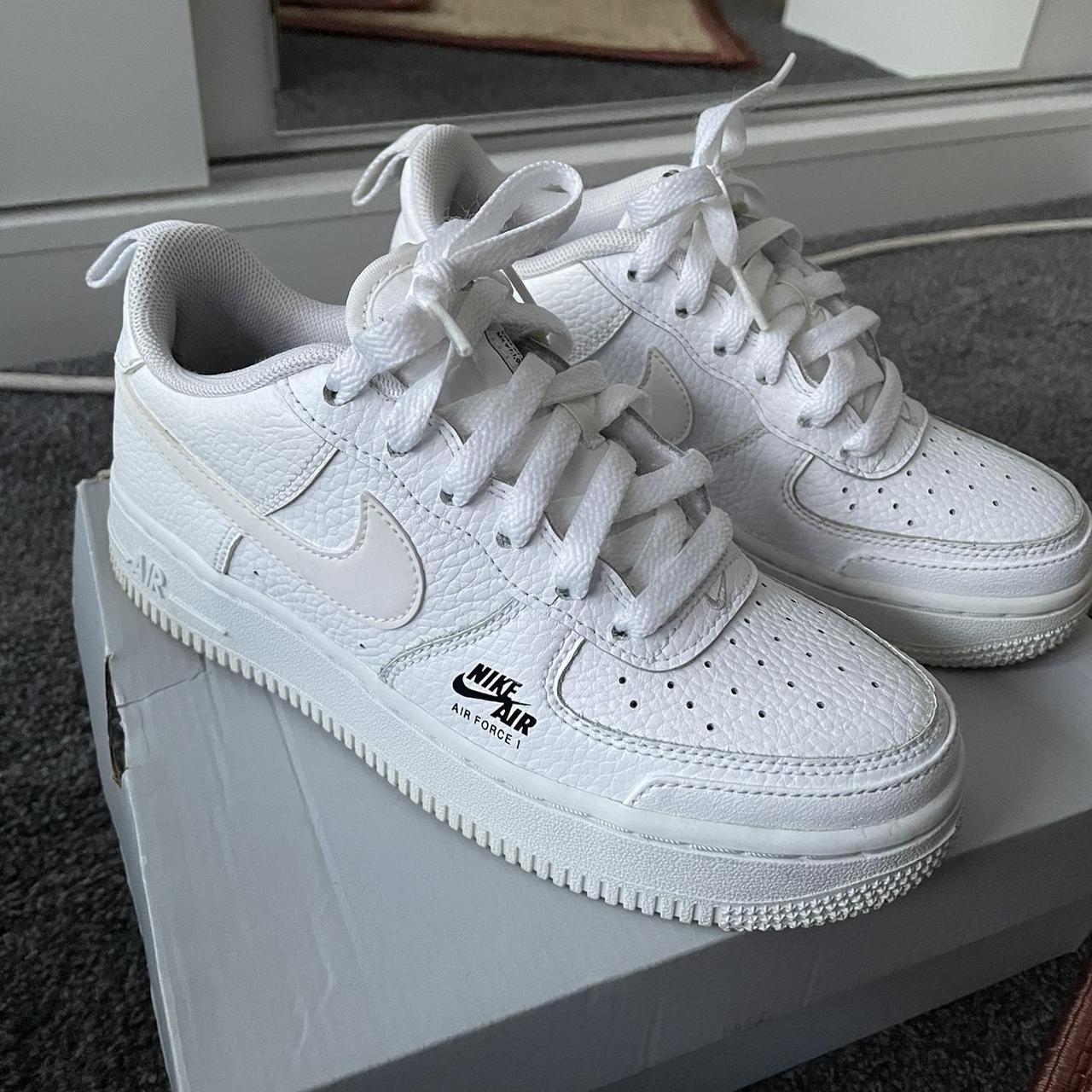 Nike Air Force 1, White, Reflective. UK 3. My... - Depop