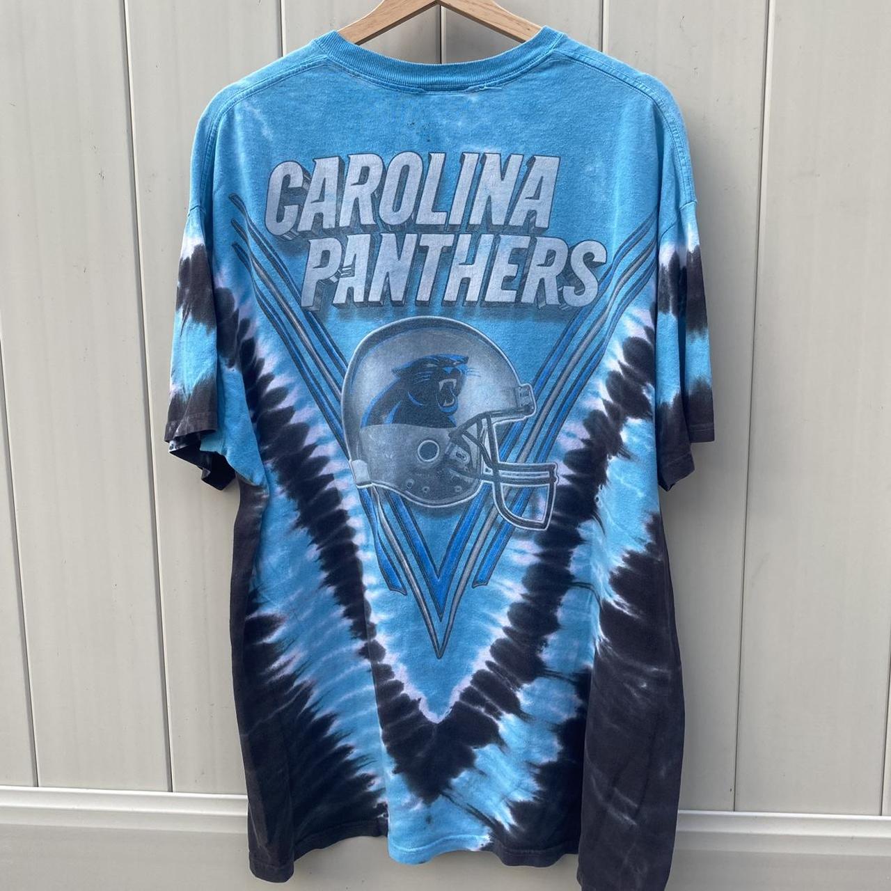 Vintage Majestic Carolina Panthers Tie Dye Shirt - Depop