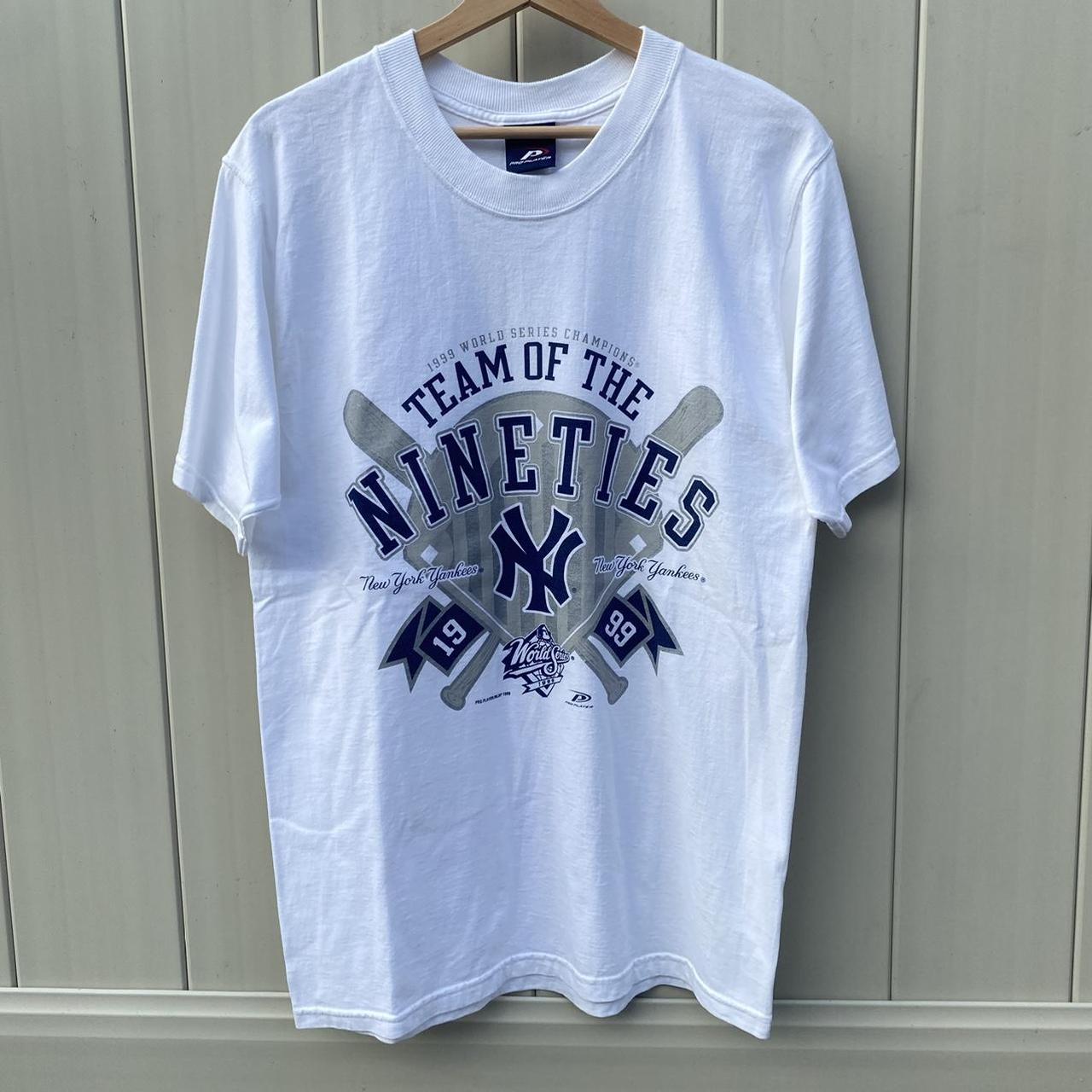 Vintage 90s New York Yankees t-shirt purple Nutmeg - Depop