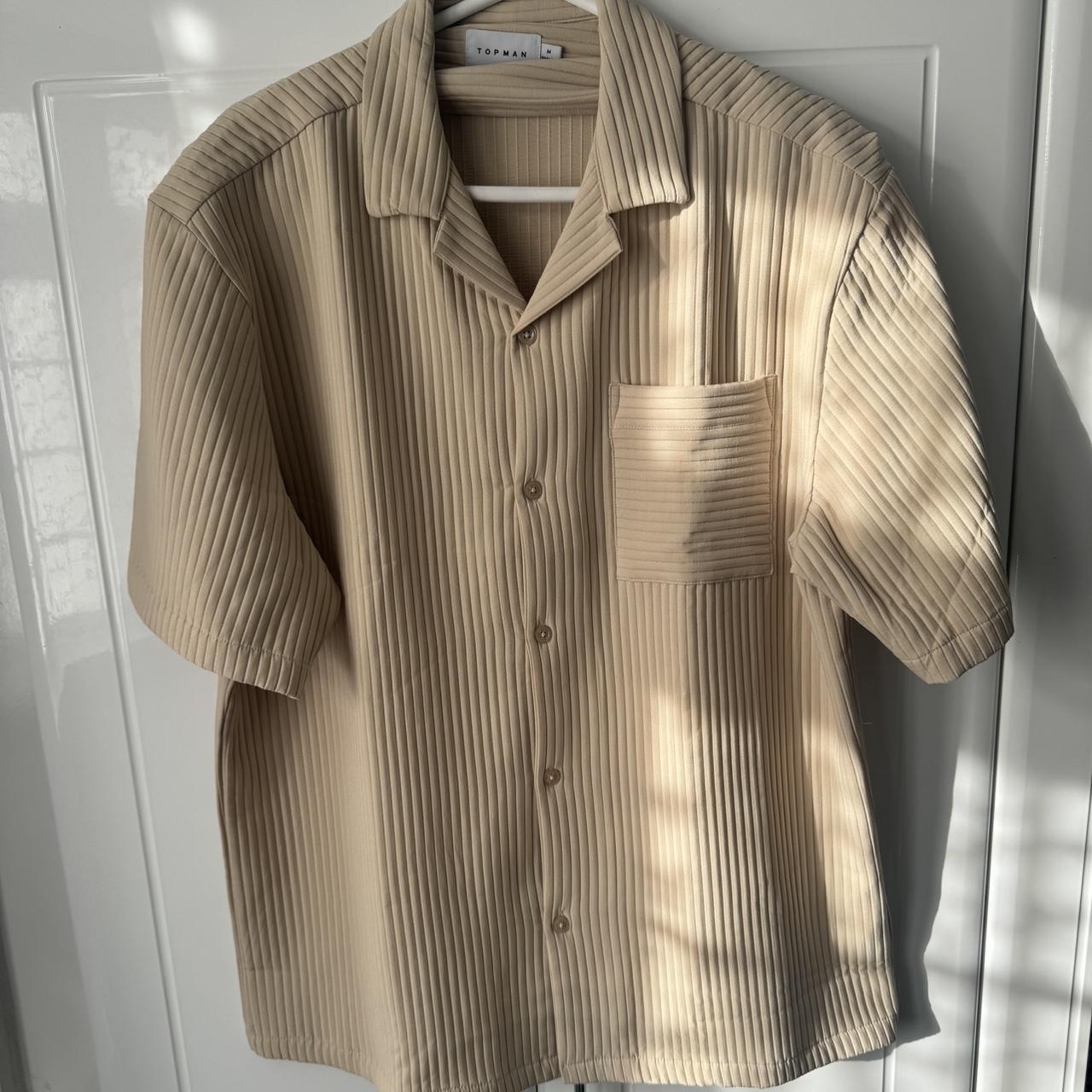 Topman Beige oversized shirt half Depop