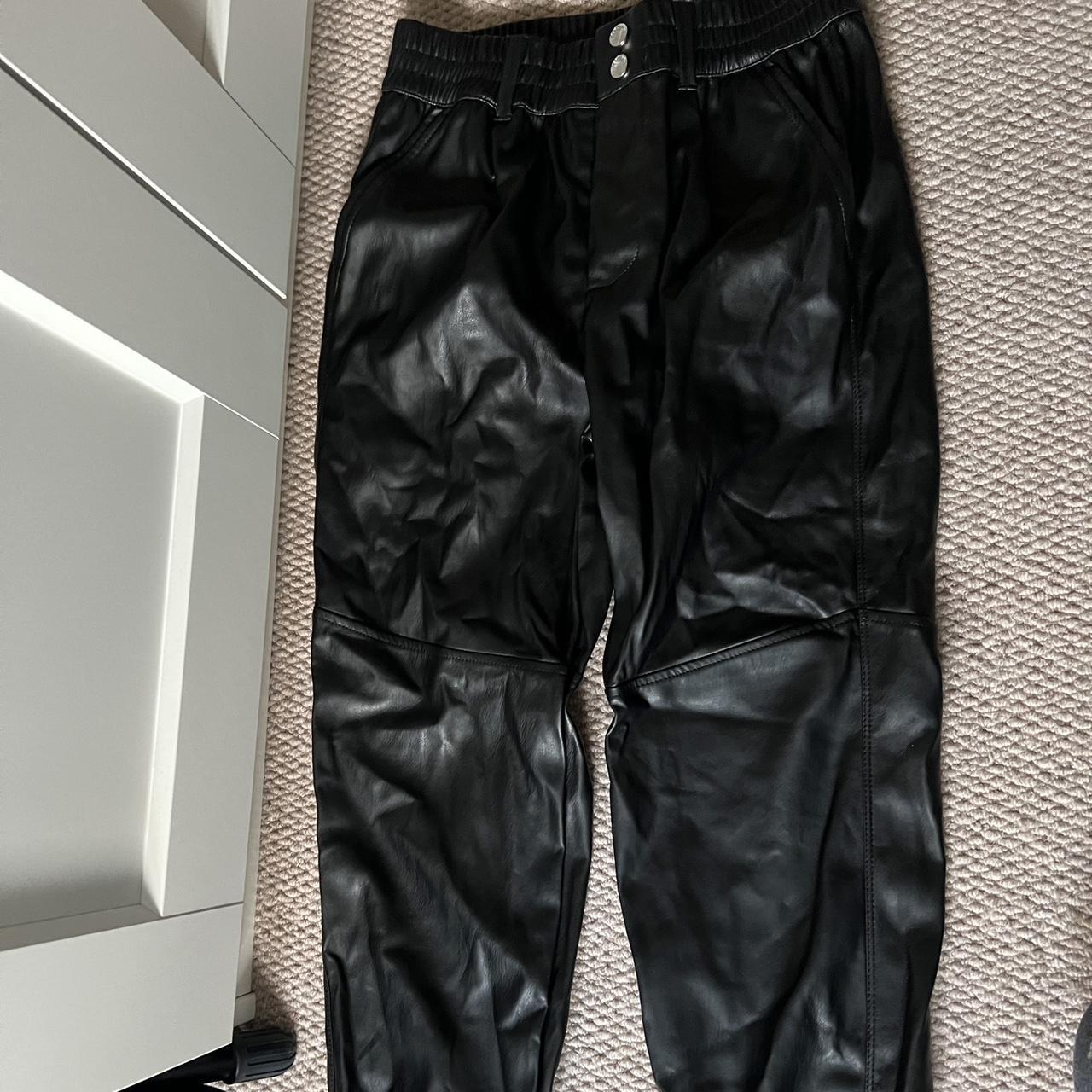 Bershka Black Leather Trousers - Depop