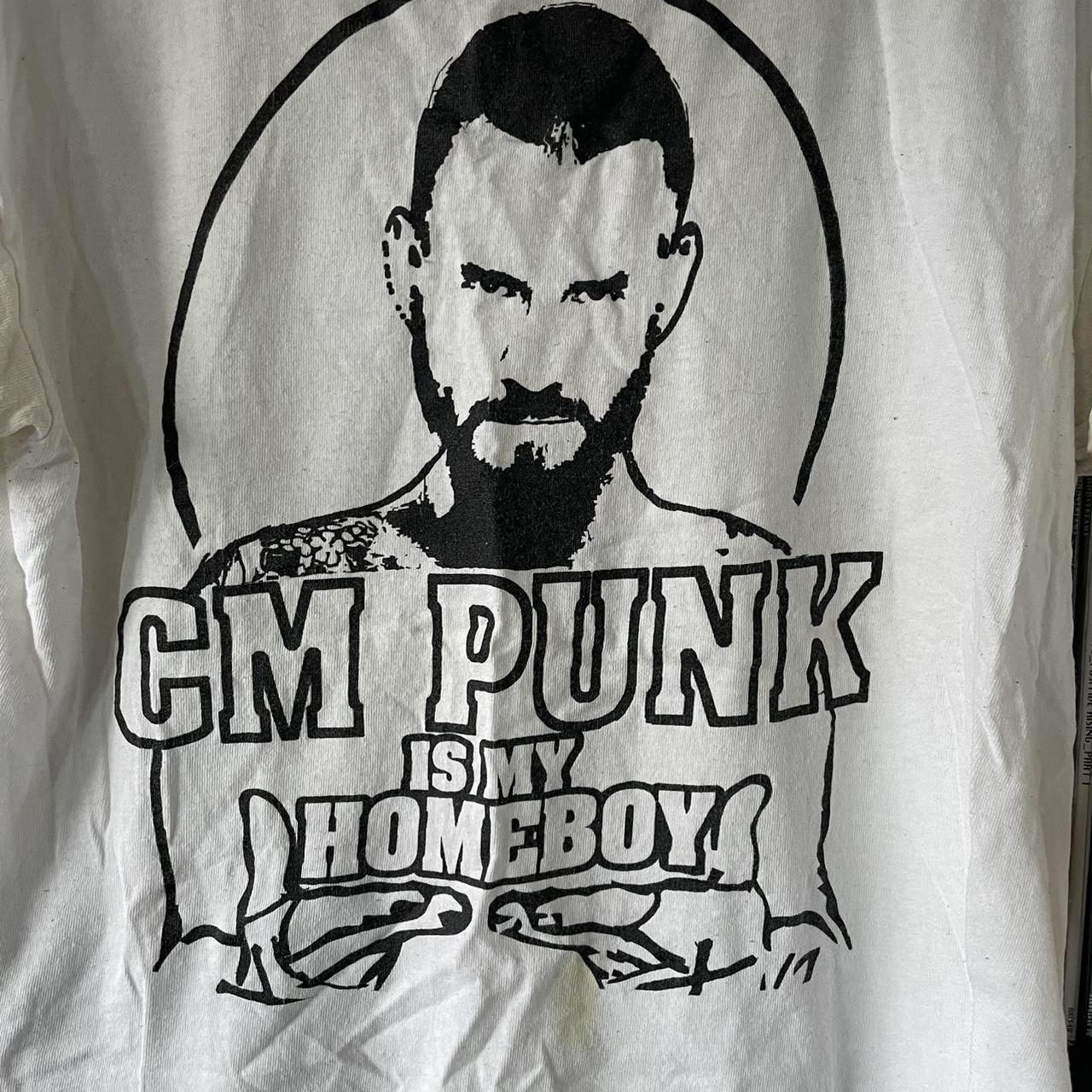 Wrestling WWE CM Punk Is My Homeboy White T-shirt.... - Depop