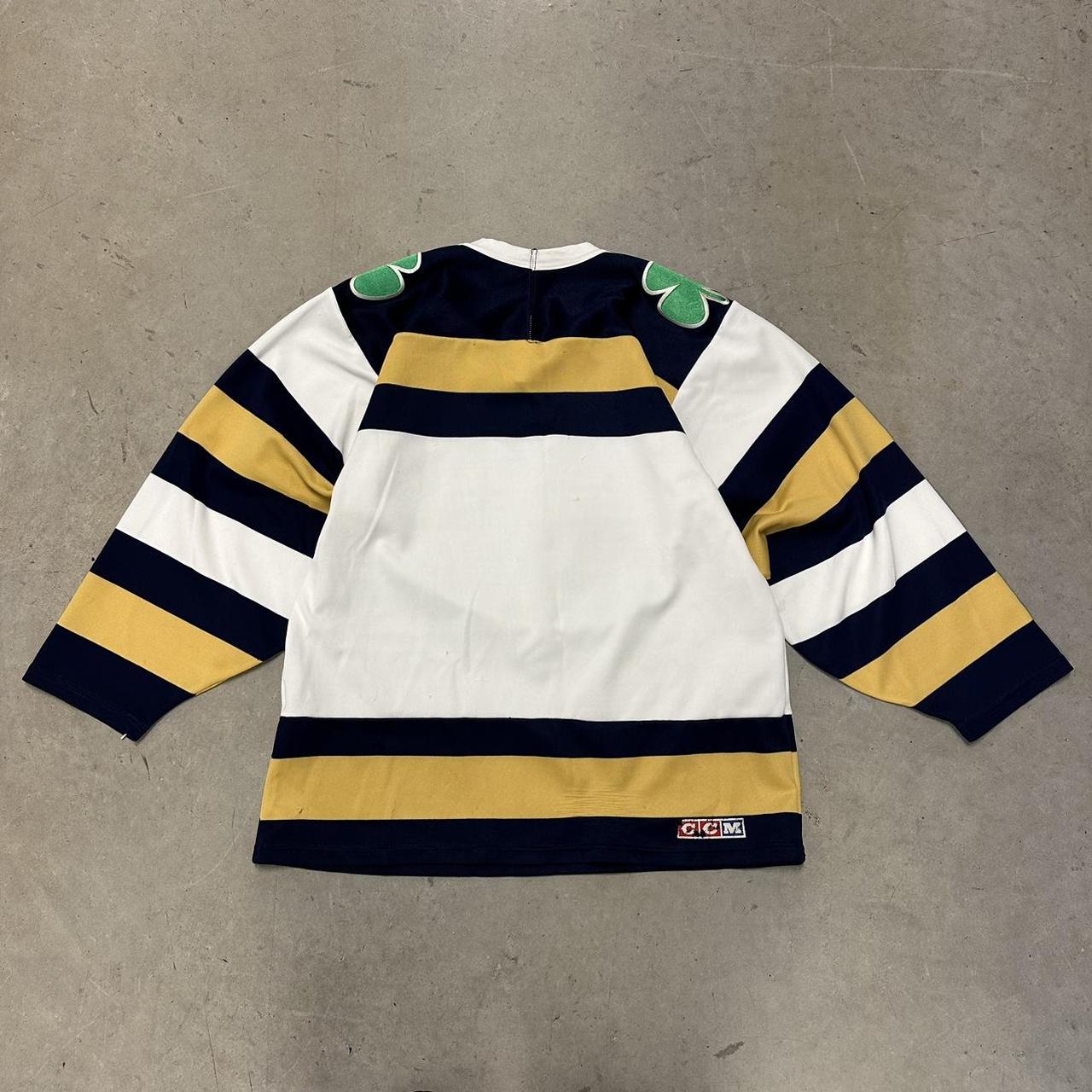 Vintage Notre Dame Hockey Jersey Tagged S Measures Depop vintage-notre-dame-hockey-jersey-tagged-s-measures-depop
