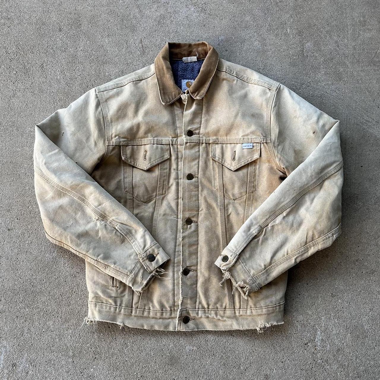 Vintage Carhartt Denim Cut Work Jacket Size L Pit... - Depop