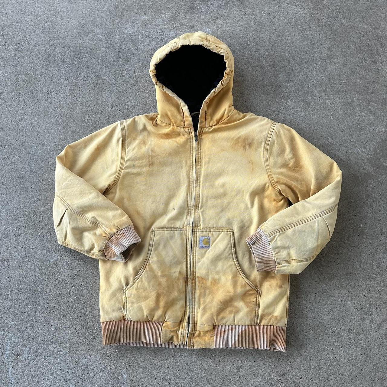 Vintage Faded Carhartt Hooded Jacket Size M Pit To Depop   P0 