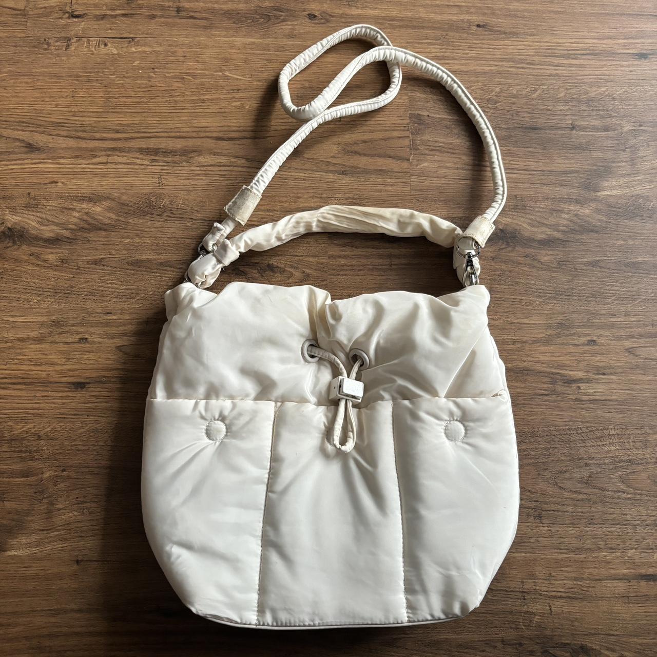 Zara square puffer bag Beige off white 3x. Depop