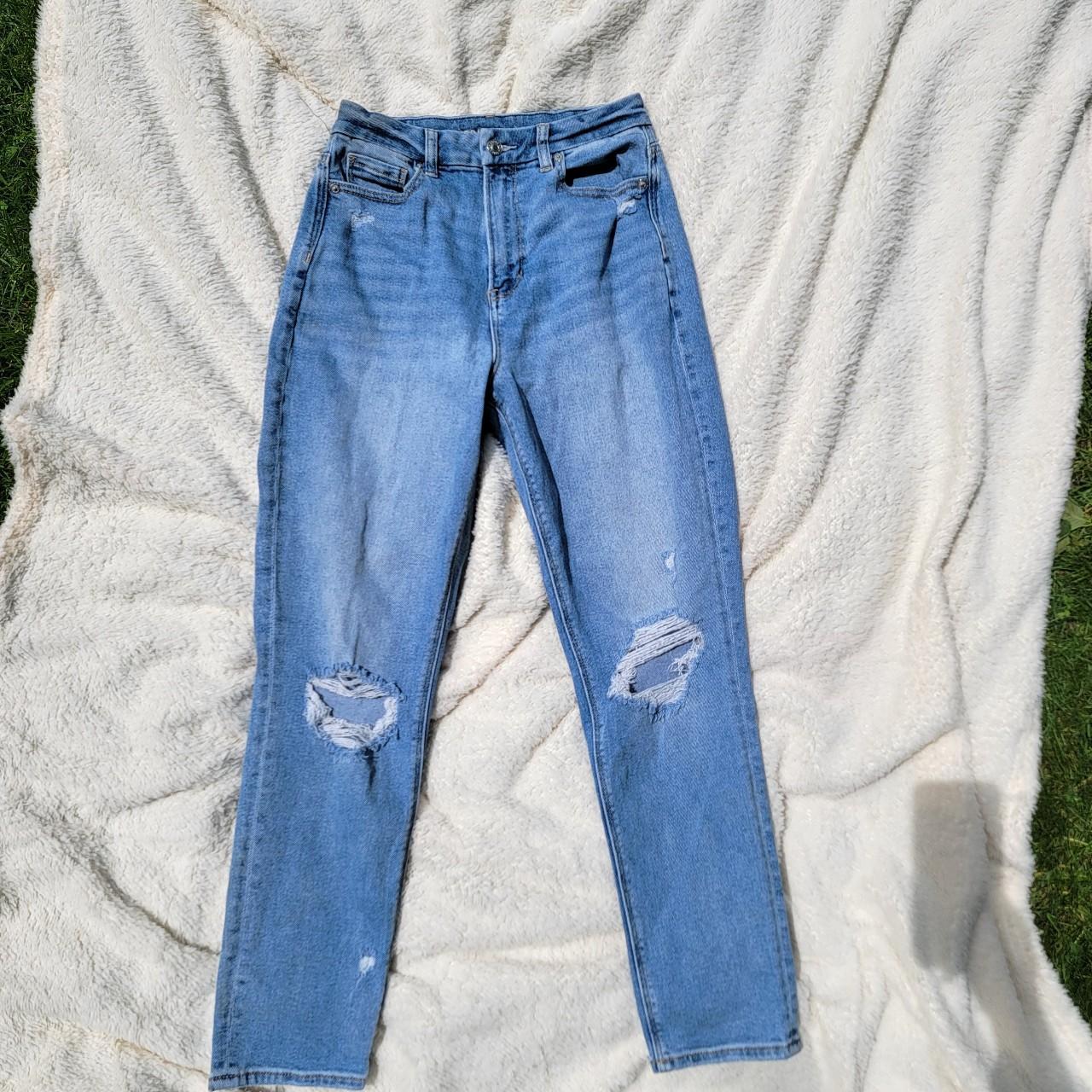 high-waisted ripped faded mom jeans, 4... - Depop