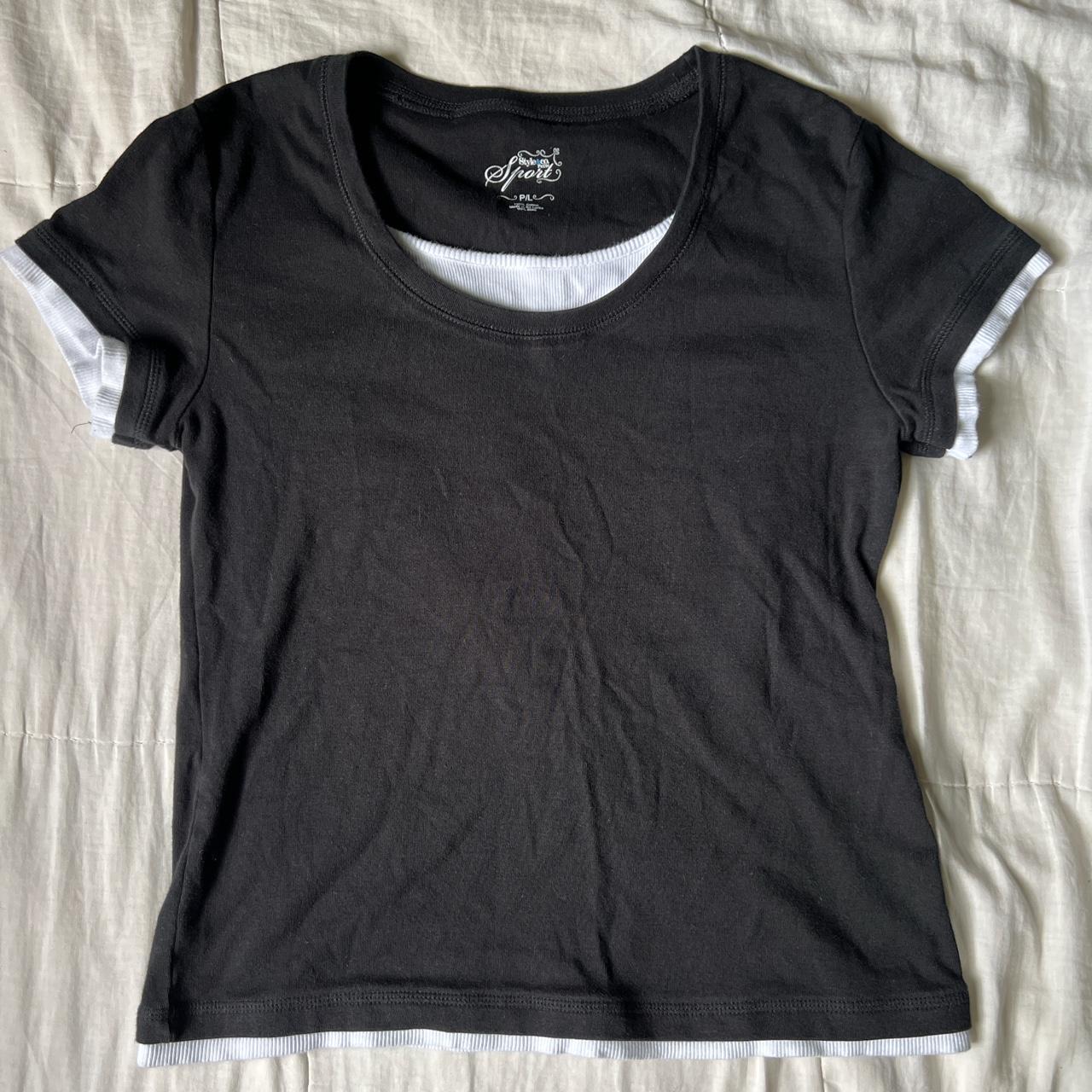 Style & Co Women's Black and White Tshirt Depop