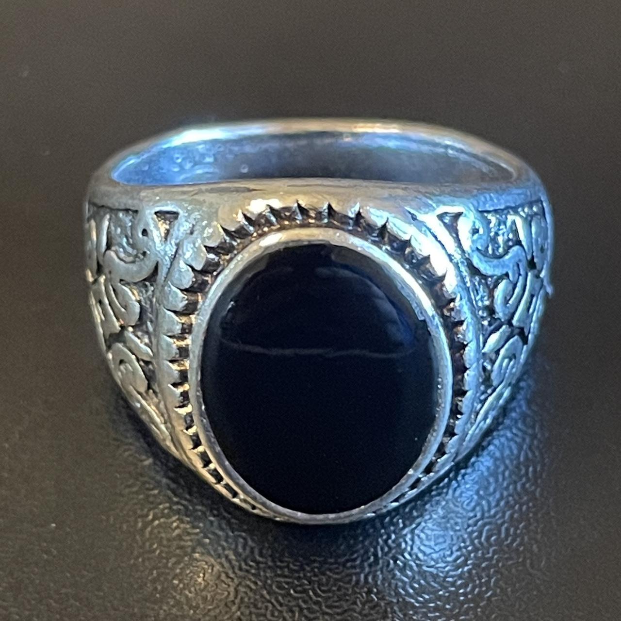 Silver on sale obsidian ring