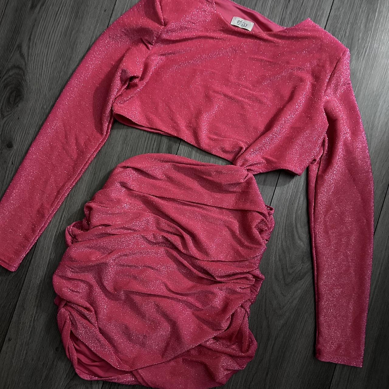 Oh polly electric glitter pink dress with cut out... Depop