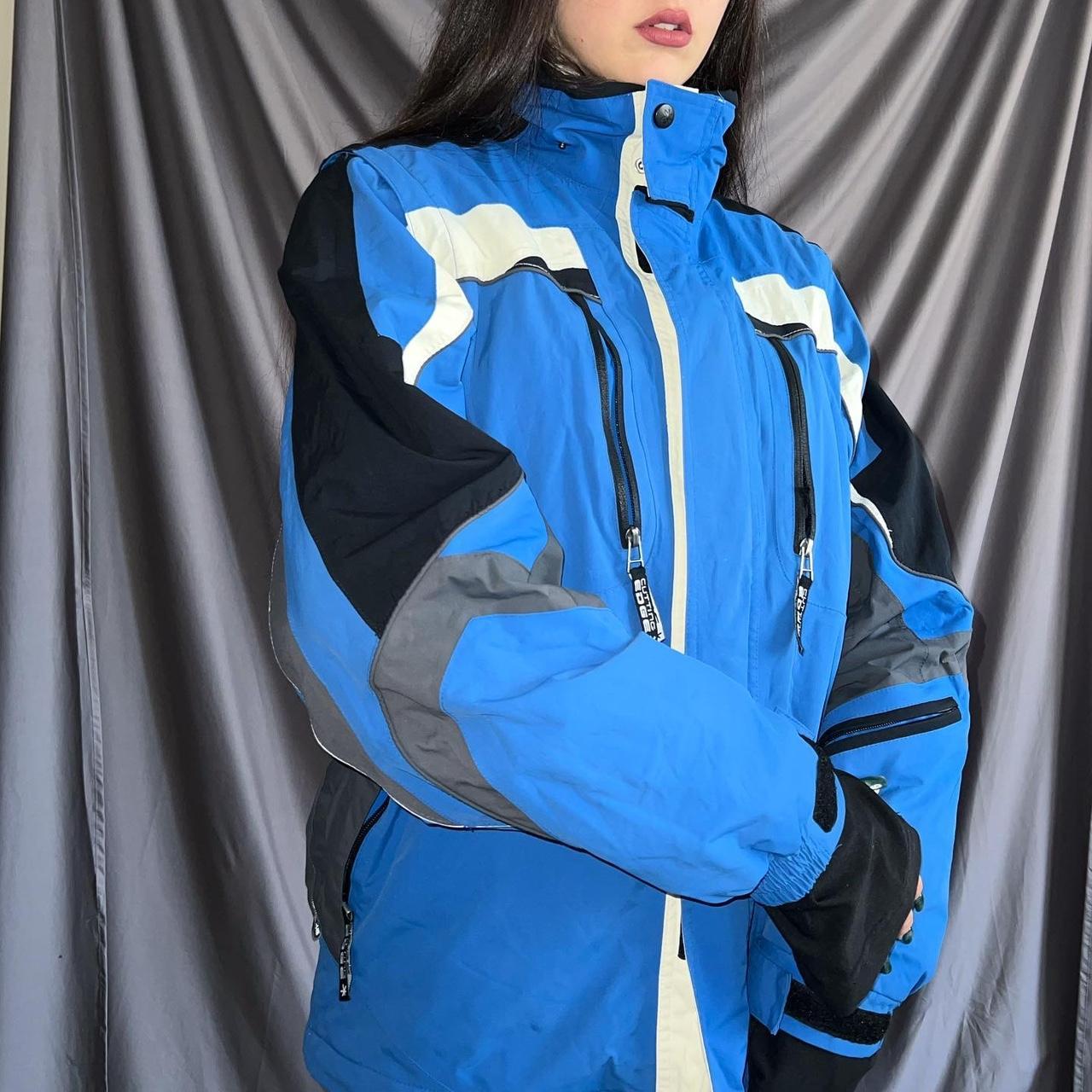 Women's Blue and White Jacket Depop