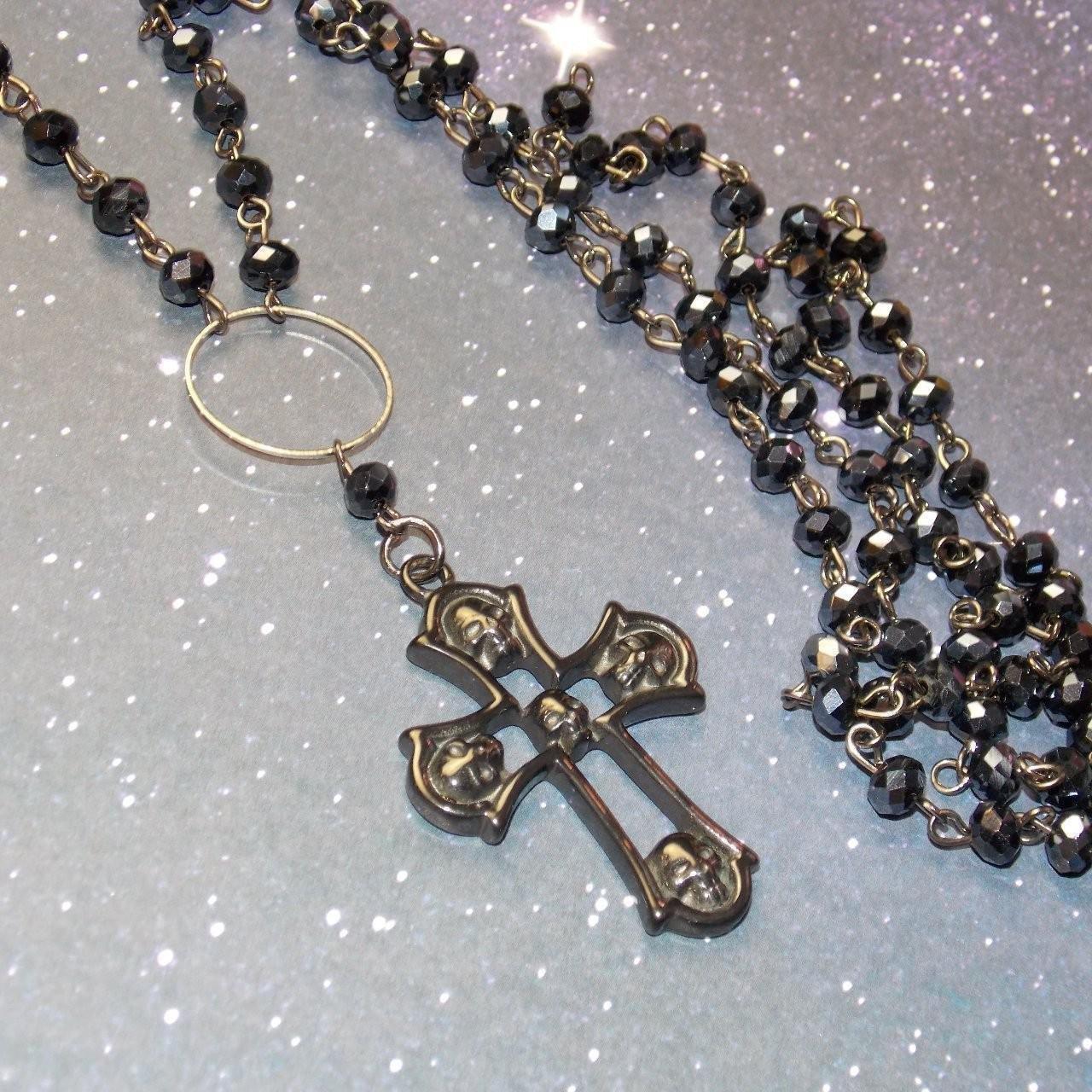 Gothic Cross Rosary Necklace With Chain Charm Necklace Layered Necklace |  eBay