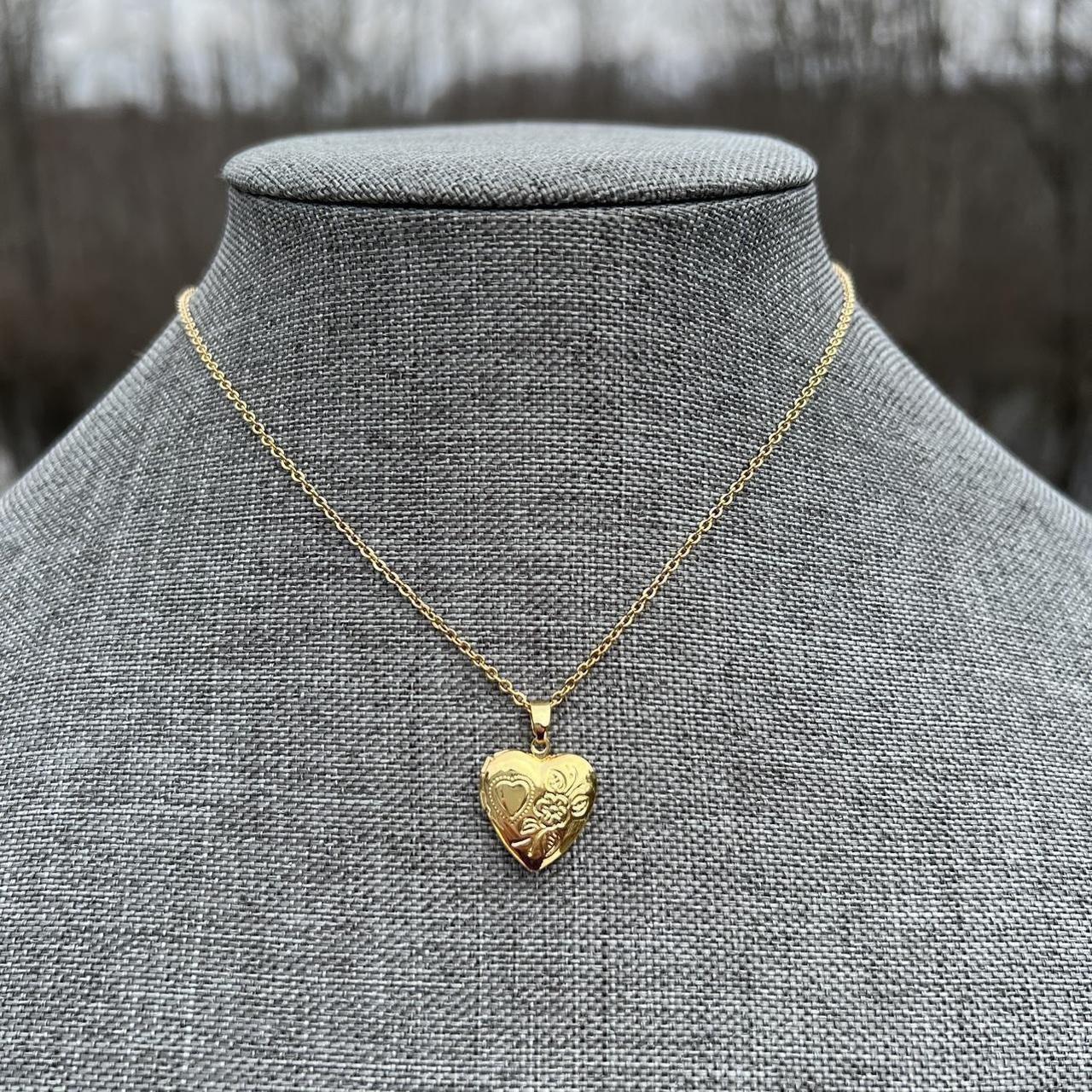 Dainty Small Gold Heart Locket Dainty Golden Depop