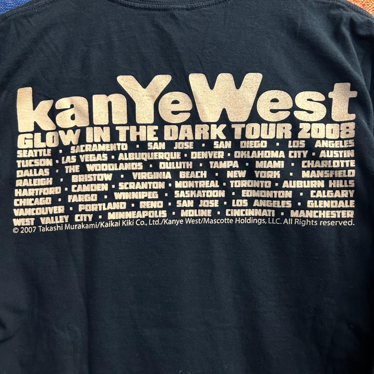 Y2K 2008 Kanye West Glow In the Dark Tour Tee Size...