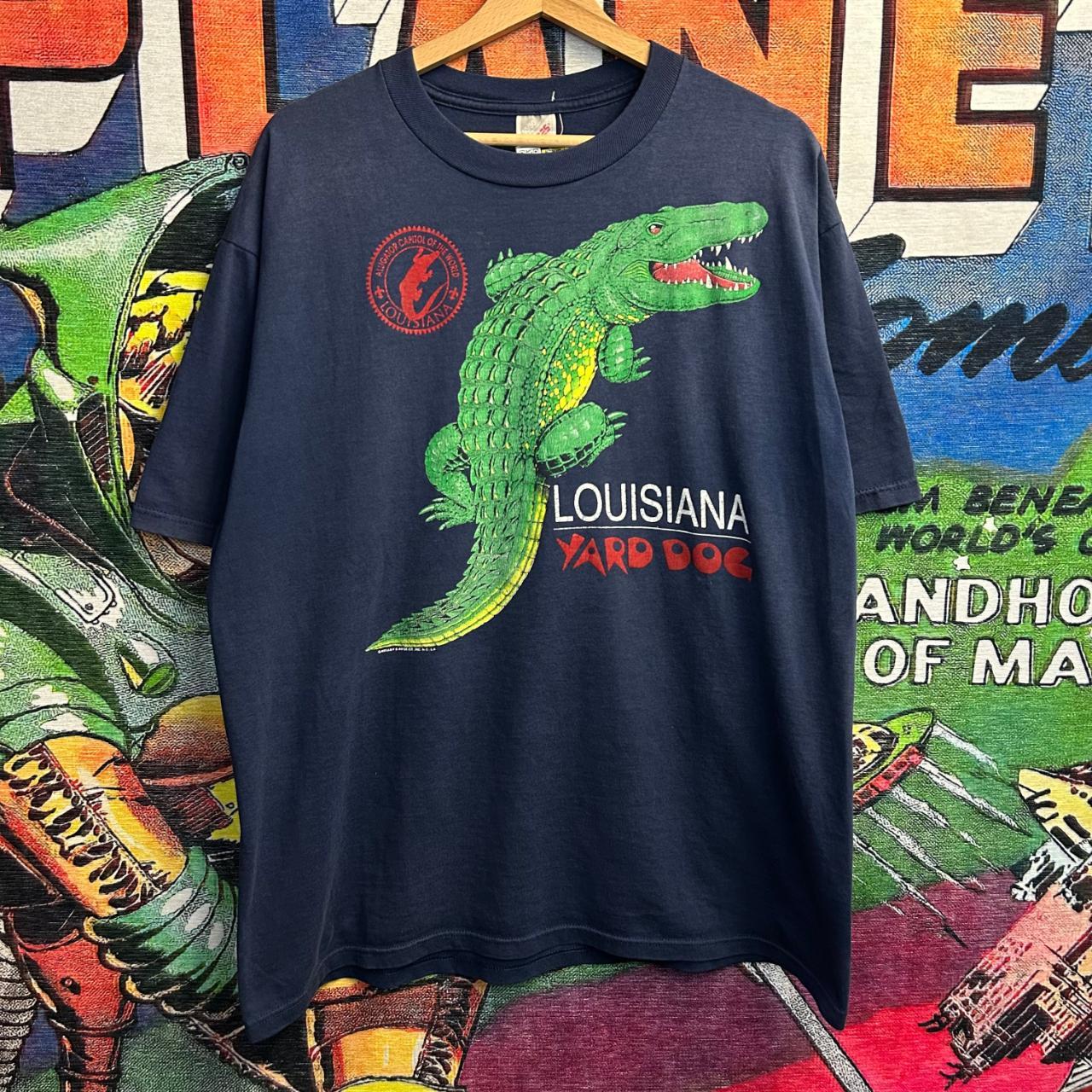 Vintage 90's Louisiana Yard Dog Alligator Grey T-shirt 