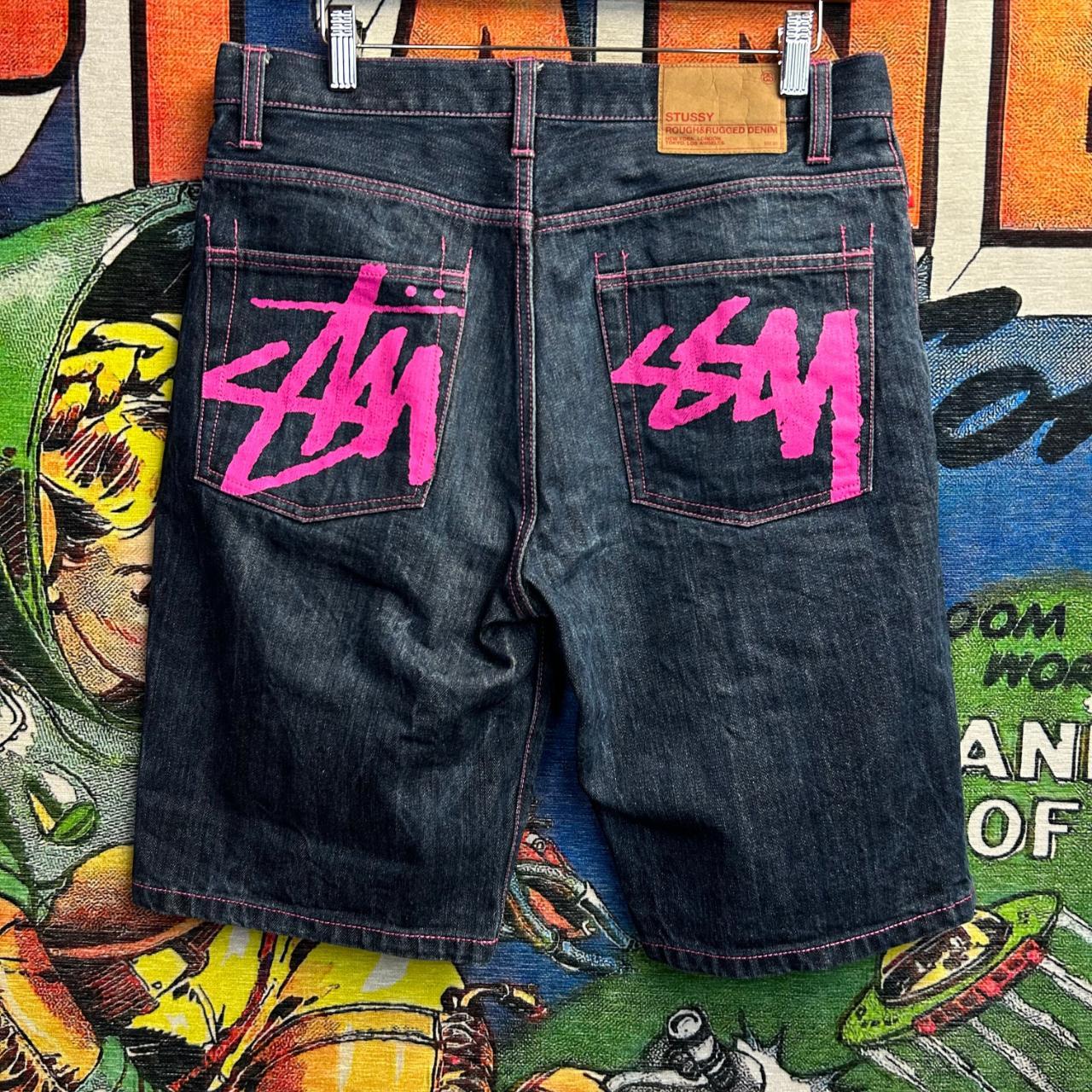 Y2K Stüssy Pink Denim Jorts Size 32” These Stüssy... - Depop