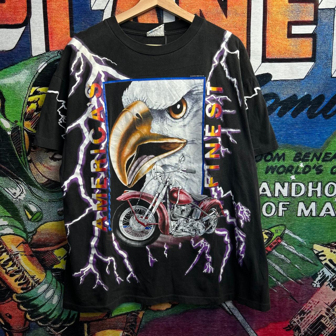 Vintage 90's American Thunder Eagle Tee Size... - Depop