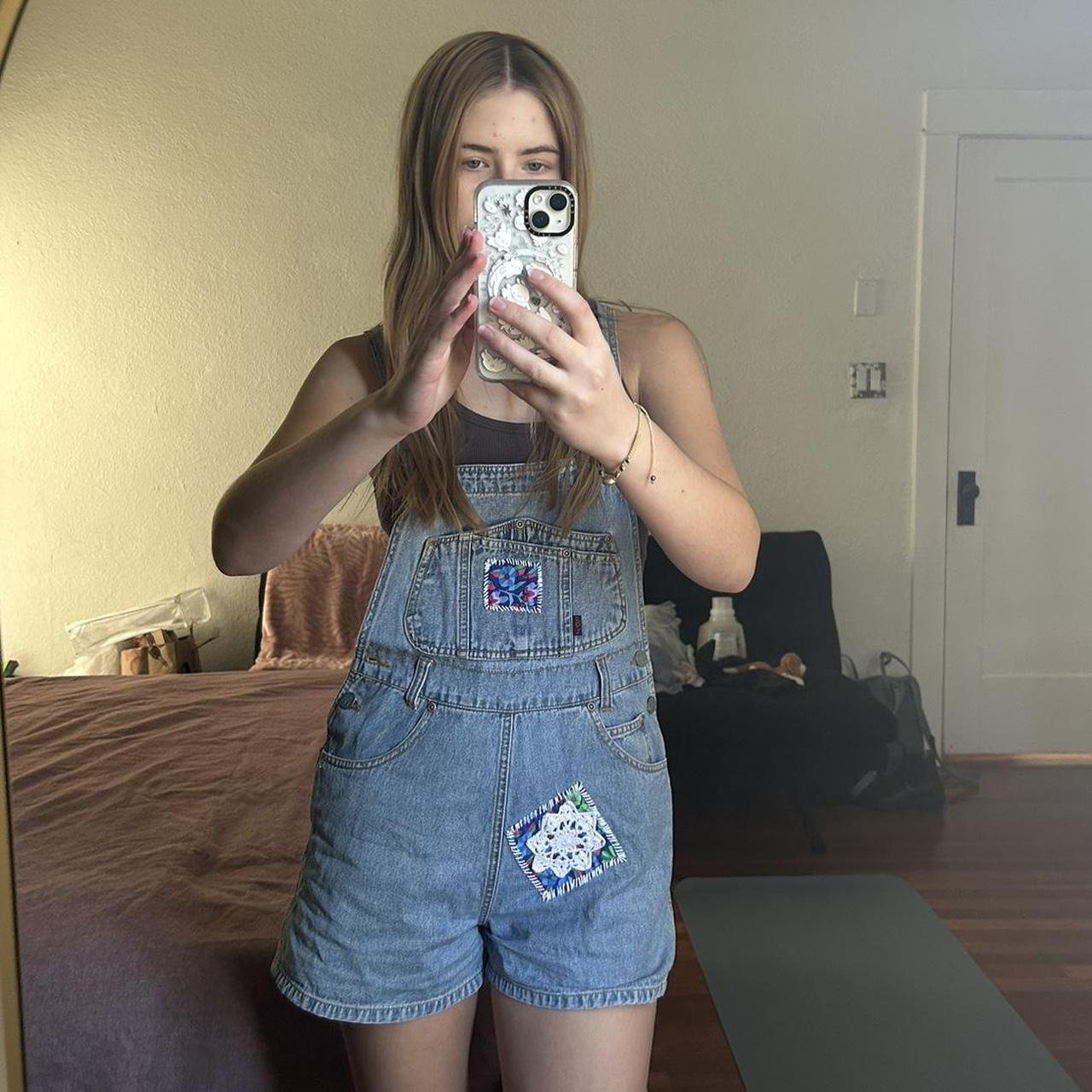 Super high quality denim overalls with hand sewn... - Depop