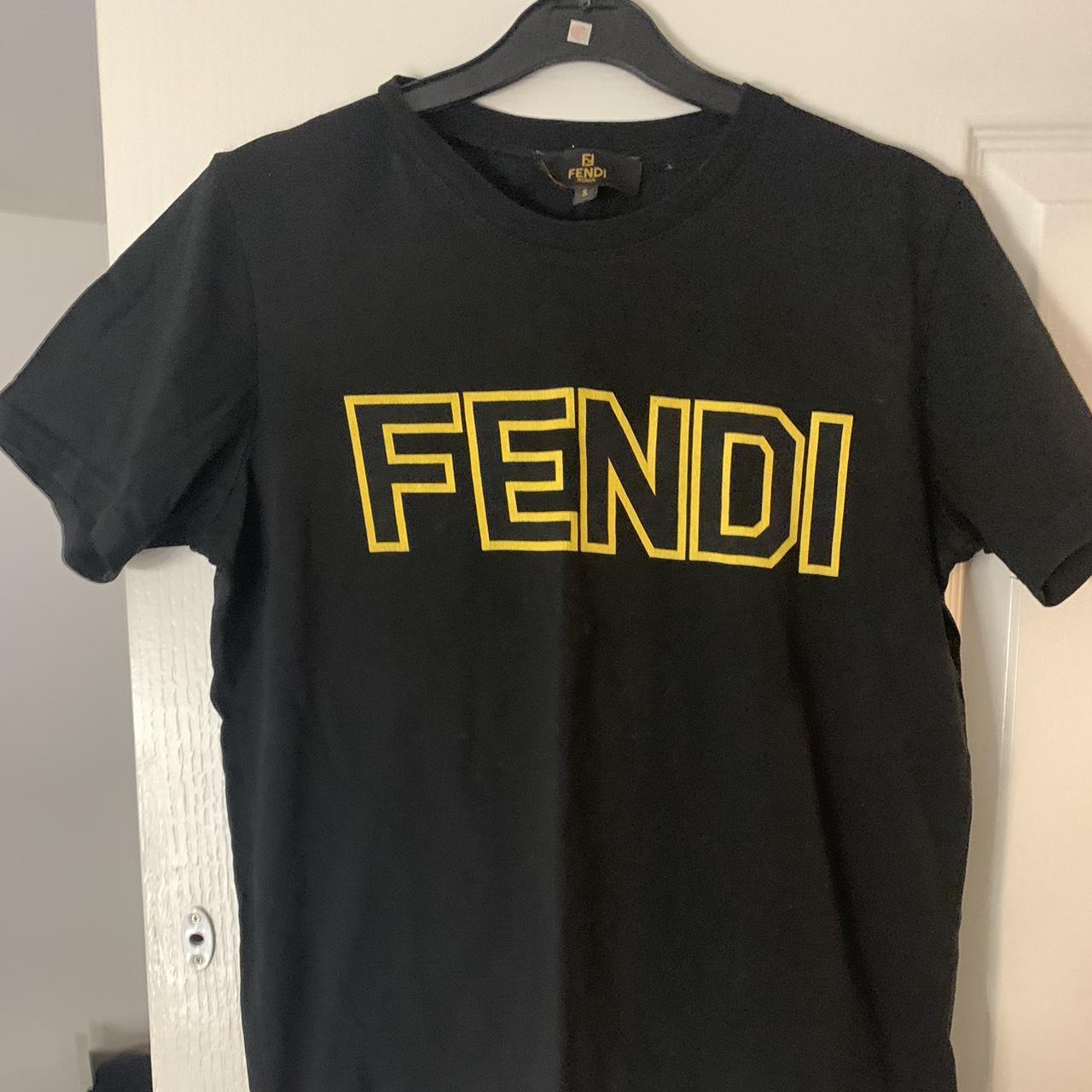 Mens black and yellow fendi tshirt size small - Depop