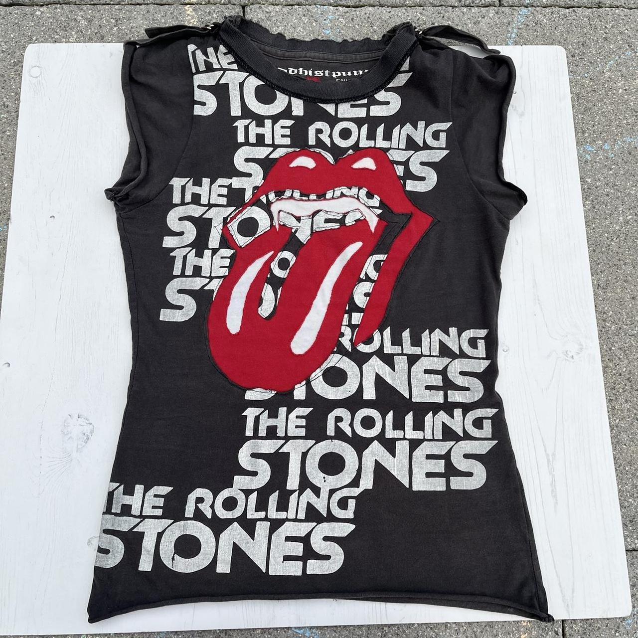 Y2K 2003 Buddhist Punk Rolling Stones Charcoal Logo | Depop