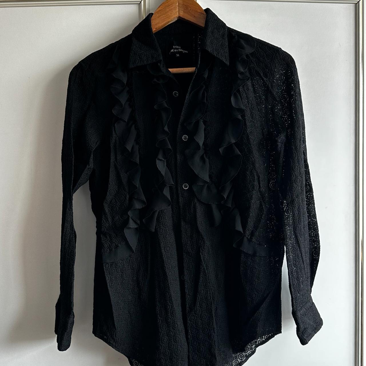 Beautiful Black CDG Shirt with floral esq pattern Depop