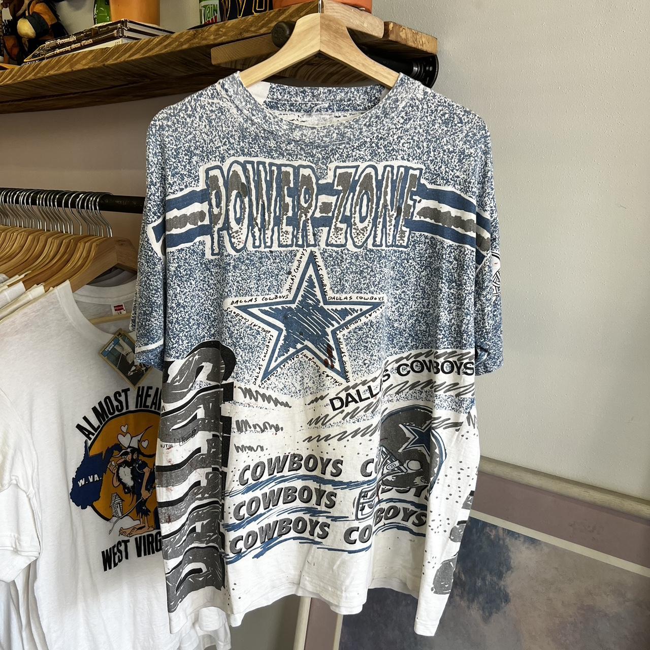 LegacyVintage99 Vintage Dallas Cowboys T Shirt Tee Made USA Size Large L NFL Football Aikman Texas 1990s 90s All Over Print Magic Johnson Tees Rare