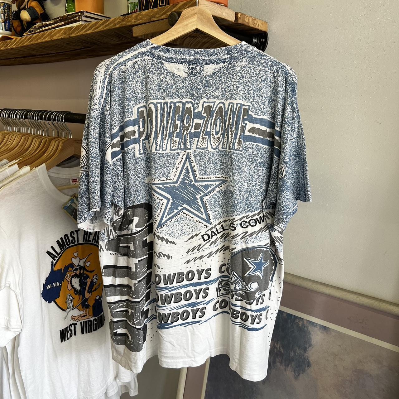 LegacyVintage99 Vintage Dallas Cowboys T Shirt Tee Made USA Size Large L NFL Football Aikman Texas 1990s 90s All Over Print Magic Johnson Tees Rare